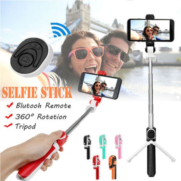 

extendable self selfie stick handheld monopod 360Â° rotating selfie stick tripod + bluetooth shutter remote control