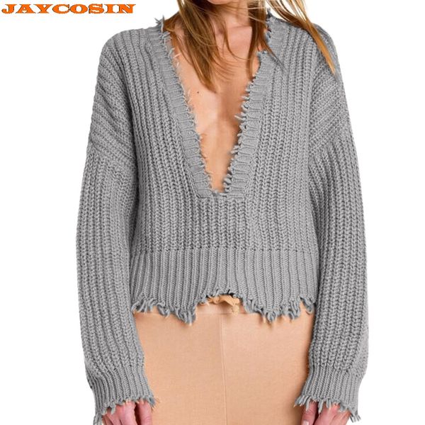 

jaycosin fashion design womens casual knitted pullover sweater long sleevel blouse sweater new, White;black