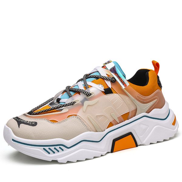 

39-44 mens sneaker patchwork guys sneakers thick heel lace up sport shoes colorful travel shoes casual fashion sneaker zy798, Black