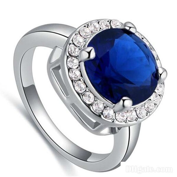 

три камня кольца из swarovski elements обручальные кольца для женщин роскошный банкет партия ювелирных изделий моды обручальное подарков 252, Golden;silver
