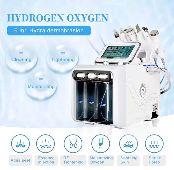

6 in 1 multifunction h2o2 hydrogen oxygen small bubble facial machine, Black;white