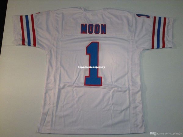 

retro custom sewn stitched #1 warren moon white mitchell & ness jersey s-5xl,6xl men's football jerseys rugby, Gray