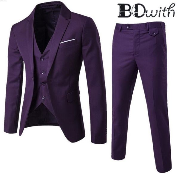 

wholesale purple popular custom made notched collar slim fit three pieces jacket for wedding tuxedos formal suits, White;black