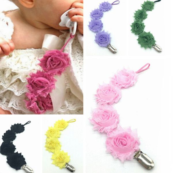 

infant rose flower feeding dummy pacifier clip baby teething soother holder strap chain baby girlsfor nipples baby feeding part