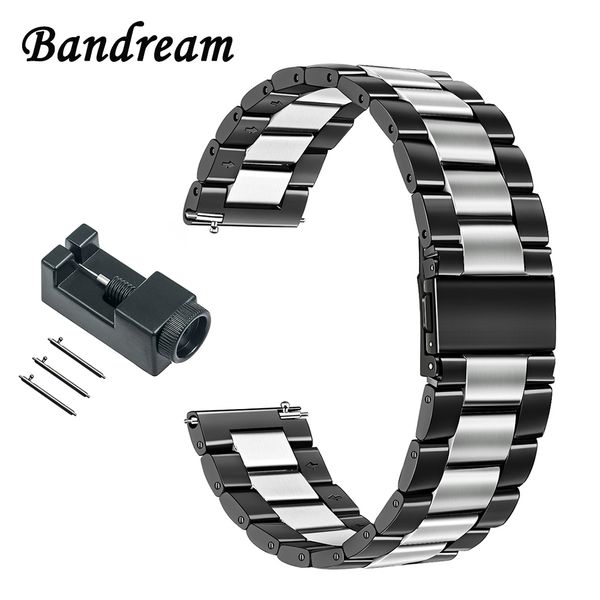 

unique stainless steel watchband 20mm for garmin vivoactive3 huawei watch 2 (sport) ticwatch 2/e quick release band wrist strap, Black;brown