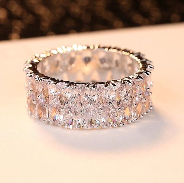 

uper sparkling silver color full cubic zirconia water drop cz zircon wedding rings for bride engagement rings jewel, Slivery;golden