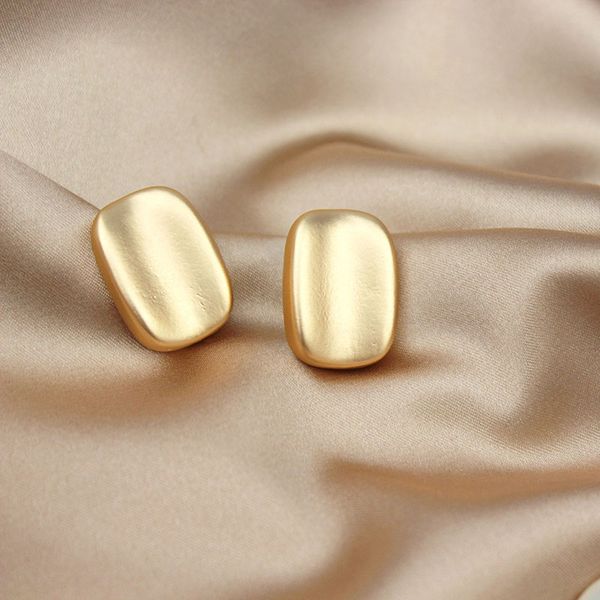 

metal matte square geometrical stud earrings minimalist vintage gold silver color concave party earrings women accessories 2020, Golden;silver