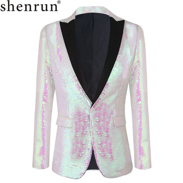 

shenrun pink colorful sequin men blazers slim fit stage dress costumes singer drummer host groom jacket party prom nicht club, White;black