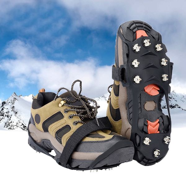 

1pair large size spikes ice grippers anti-slip protectors 10 teeth crampons drop antiskid shoe covers