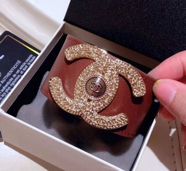 

Women large logo bracelet with color genuine leather bradelet of brand name wedding jewelry gift p 6298a