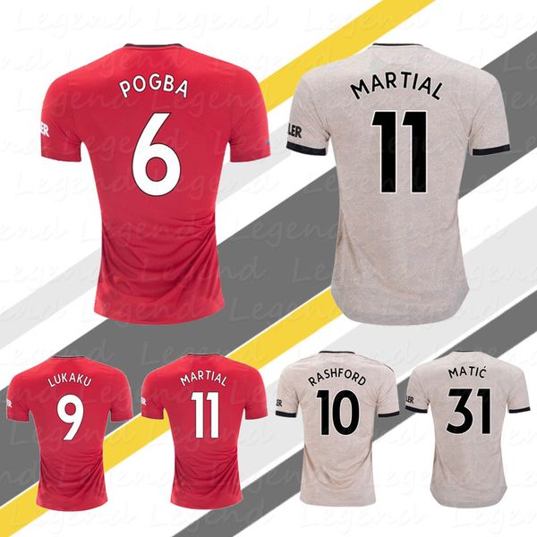 

thai pogba soccer jersey 2020 lingard lukaku rashford martial football kit man utd jersey 19 20 beckham shirt, Black;yellow