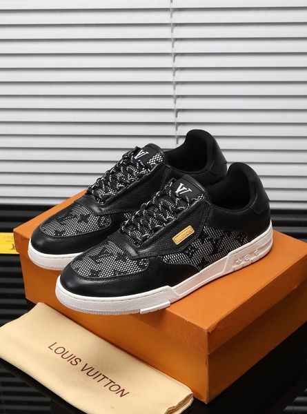 

fast delivery new style luxury high-end men's casual sneakers fashion design brand platform high-men's shoes classic retro pattern, Black