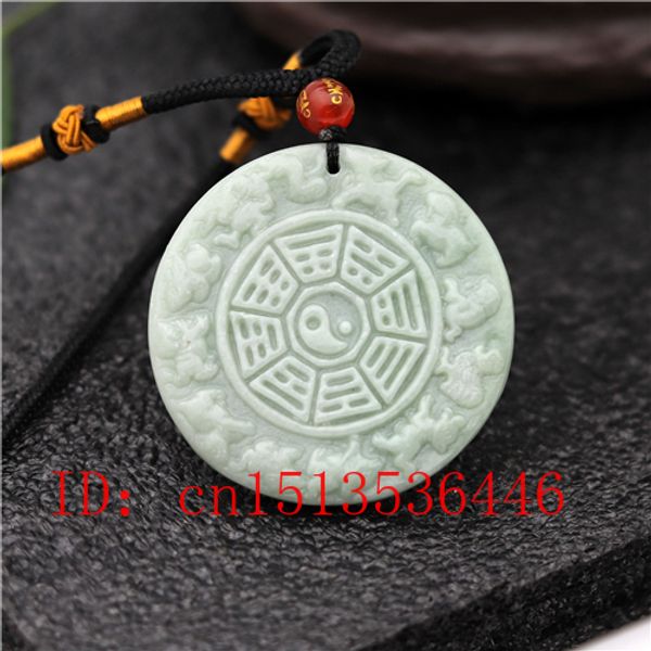 

natural chinese zodiac carved jade pendant white green tai chi gossip necklace charm jewellery fashion lucky amulet gifts, Silver
