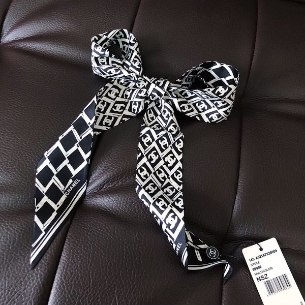 

2019 fa hion geometric carf women lender narrow bag handle ilk carf double double ided printing twill atin brand mall ribbon