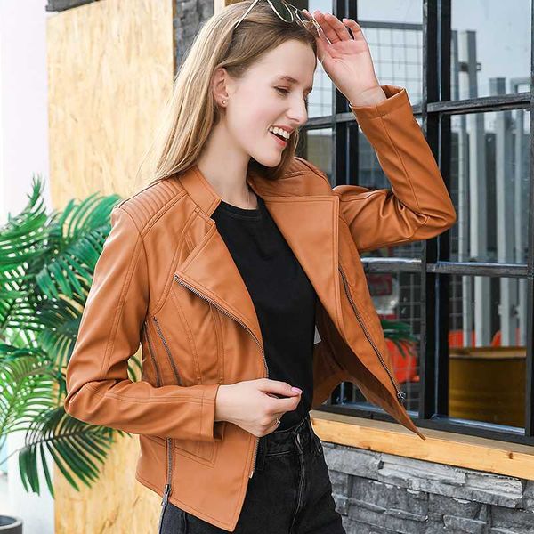 

zipper jacket women short faux soft womens leather jacket pu black red leather ladies basic street coat