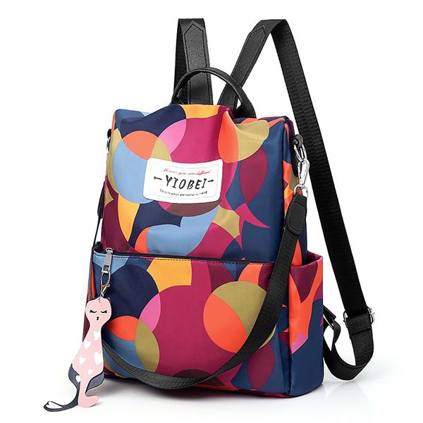 

women's backpack fashion oxford bags lady's backpack student book bag colorful witty cat pendant young lady's designer