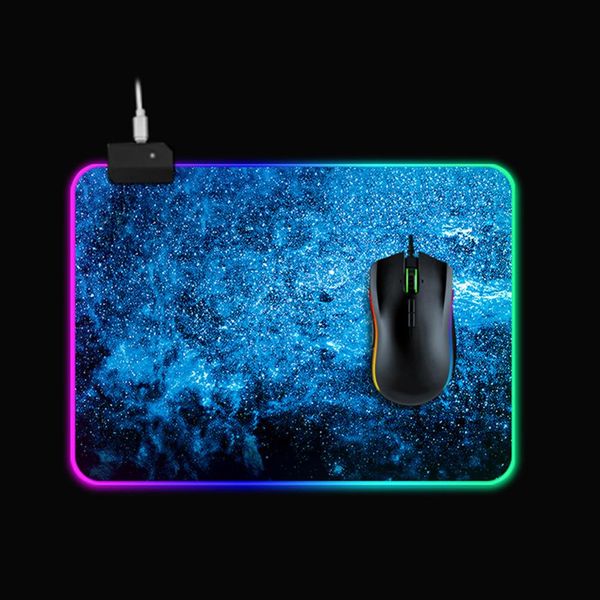 Colorful Gaming Mouse Pad Rgb Led Light Mouse Mat Natural Rubber Computer Soft Mousepad Anti Slip Pad Keyboard Desk Mat Computer Wrist Rest Custom