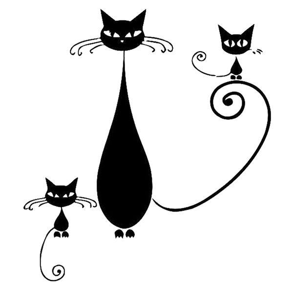 

15*13.6cm long tale cat with stencil fun bumper window decor vinyl art sticker car accessories car sticker