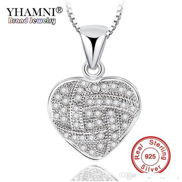 

yhamni оригинал 925 подвеска серебро сердце и ожерелья romantic jewelry для рынк девушки подарка венчания подруга жены подарок lzd009, Silver