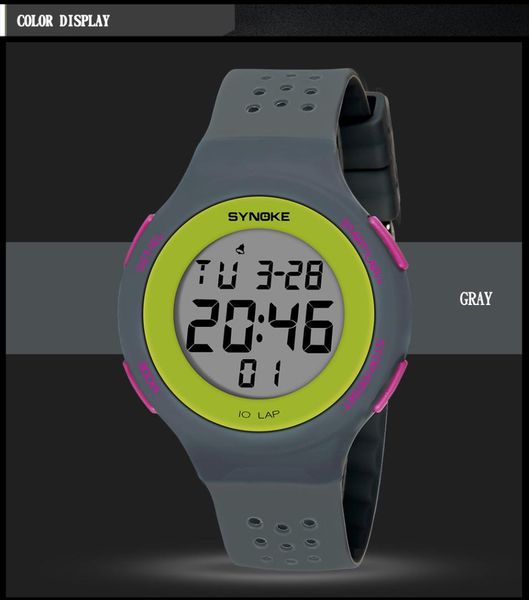 

digital watch watch men multi-function fashion casual wrist led digital double action buckle round glass relojes, Slivery;brown