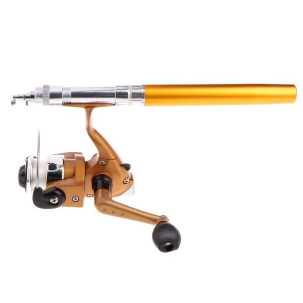 

mini portable aluminum saltwater baitcasting fishing rod pole reel pocket pen t3ld