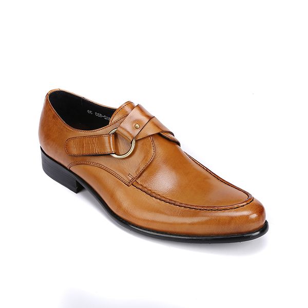 

dress shoes brand mens office italian formal buckle genuine leather slip on loafers brown black oxfords zapatos hombre footwear