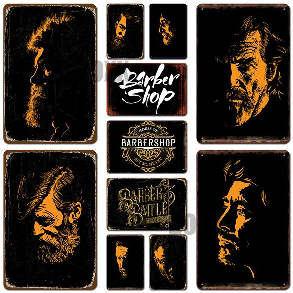 

barber shop metal sign shaves and haircuts barber hair metal sign vintage men's hairstyle tattoos plaques classic iron painting bar dec