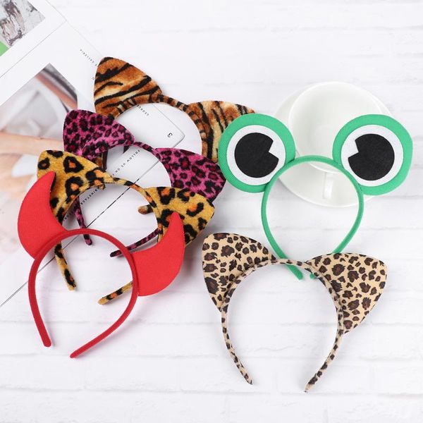 

girls cute cat ear three-piece headbands children lovely leopard head hoop kids fashion festival party hairbands set, Slivery;white