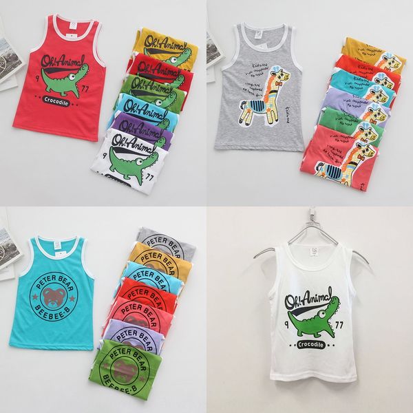 

vest children's clothing wear 2020 summer casual baby's favorite dinosaur cartoon children's vest, Blue
