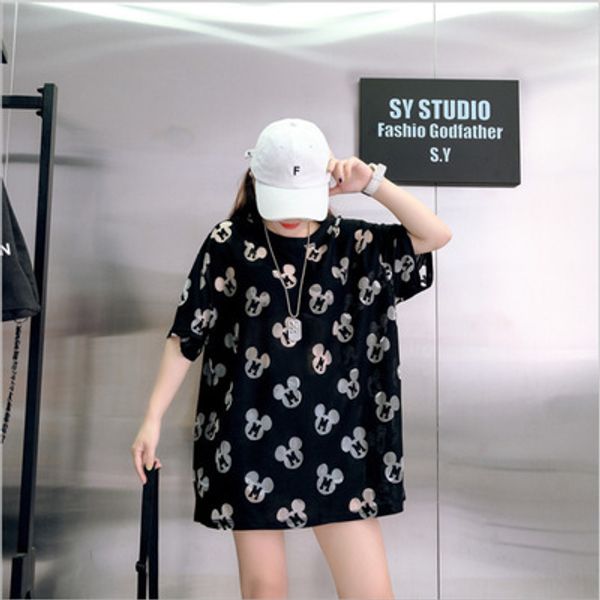 

women tshirt for summer fashion perspective mid-length and short sleeve t-shirt 2020 new arrival casual women tees 4 colors, White