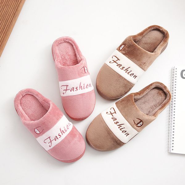 

new style cotton slippers womens winter home fashion korean version cotton floor mop indoor antiskid thick bottom slippers men, Black