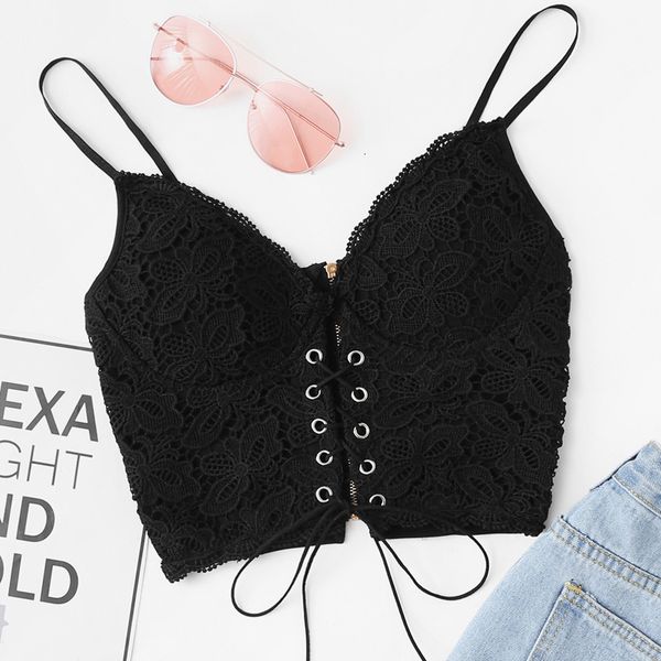 

tank ladies tank lace backless short women crop casual solid black lace up summer boho women camis top, White