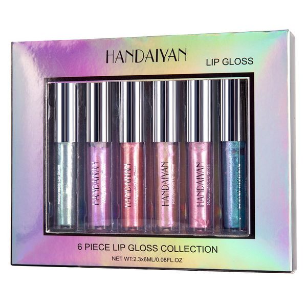 

6piece lip gloss box set moistarize mermaid lipgloss lip crystal cream hologaphic lip glaze set brand handaiyan