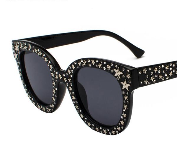 

europe and the united states trend street shoot big frame glasses myopia sunglasses with diamond sunglasses, White;black