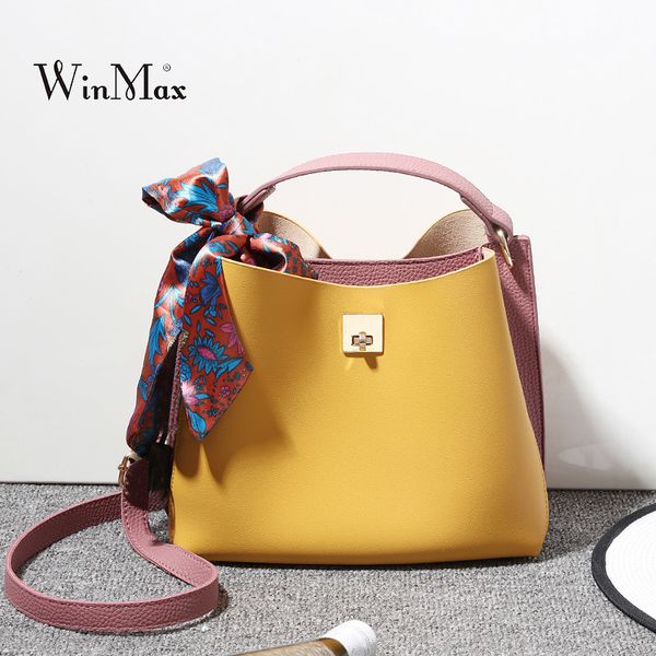 

2018 summer women handbag ribbon bucket fashion women bag bolsas ladies tote bag pu leather shoulder bags girls sac white yellow