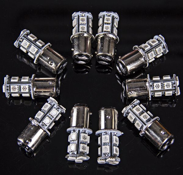 

10pcs red 13 smd led brake light bulb bay15d 1157 p21/5w 2057 7225 7528 for stail light 12v 24v