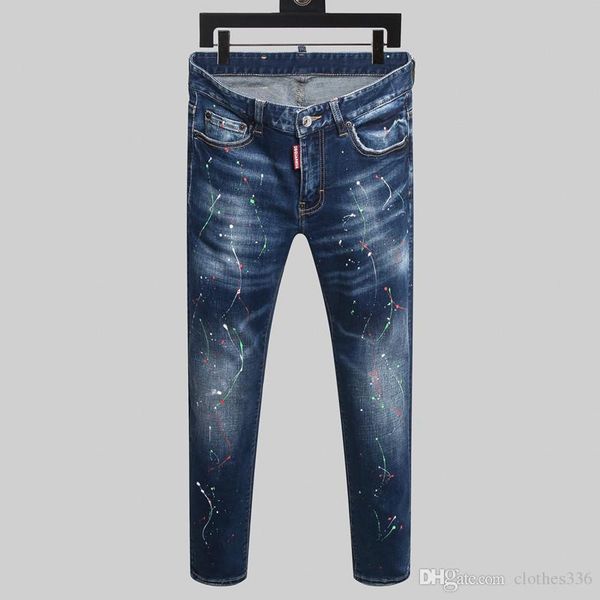 

2020 new style brand d men's denim jean embroidery tiger pants holes d2 jeans zipper men pants trousers skinny jeans mens designer, Blue