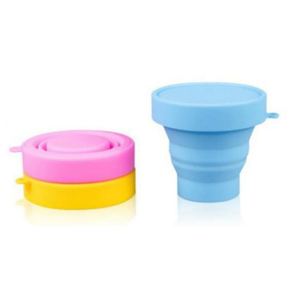 

creative portable silicone tumblers retractable folding cup with lid outdoor telescopic collapsible drinking cup travel camping water cup