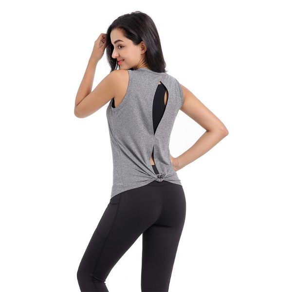 

yoga vest sport tank women sleeveless backless gym athletic fitness vest dry fit t-shirt workout shirt, White;red