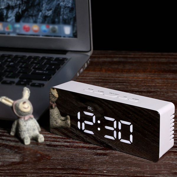 

mirror led alarm clock night light digital display with usb charging electronic deskclock