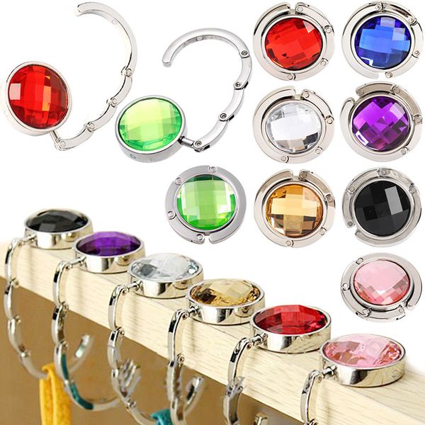 

newly foldable purse hook alloy handbag tote hanger holder with crystal rhinestone dod886, Black