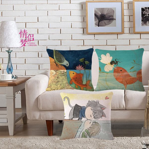 

originality cartoon love cotton flax pillow back backrest cushion loose coat