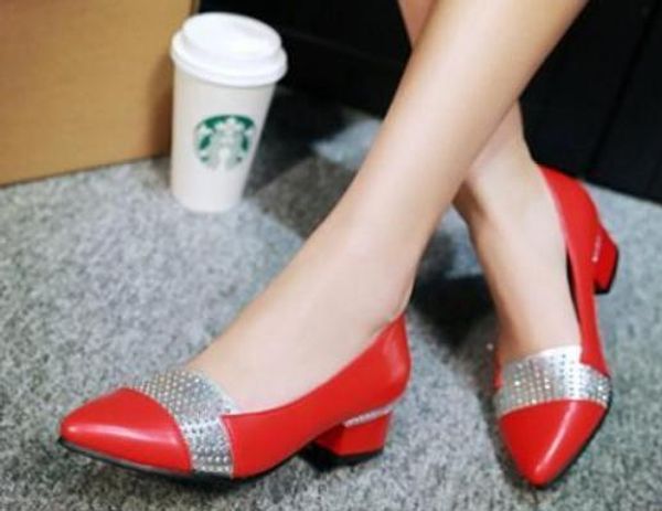 

2019 blue patchwork women's shoes in spring and autumn with new style low heel pointed end water drill @92, Black