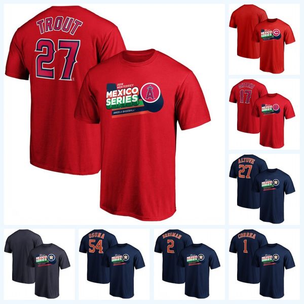 

27 mike trout 2019 japan opening series mexico t-shirt 1 carlos correa 17 shohei ohtani 2 alex bregman 27 jose altuve 54 roberto osuna, Black