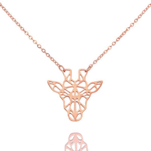 

geometric animal necklace for women rose gold necklaces deer pendants stainless steel jewelry on the neck simple necklace friend, Silver
