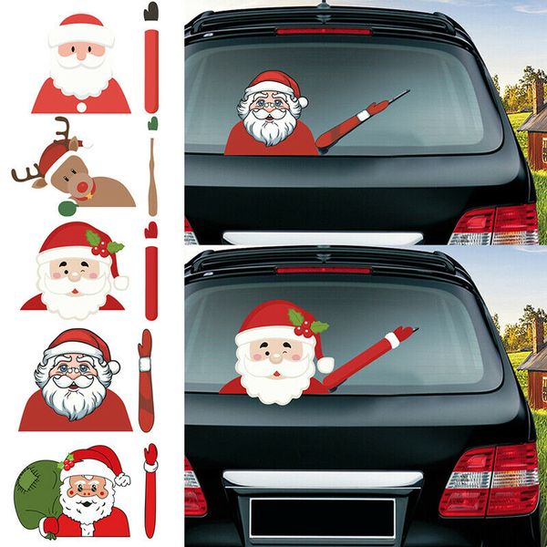 

car stickers christmas decoration santa claus 3d pvc waving car stickers styling window wiper decals rear windshield decoration