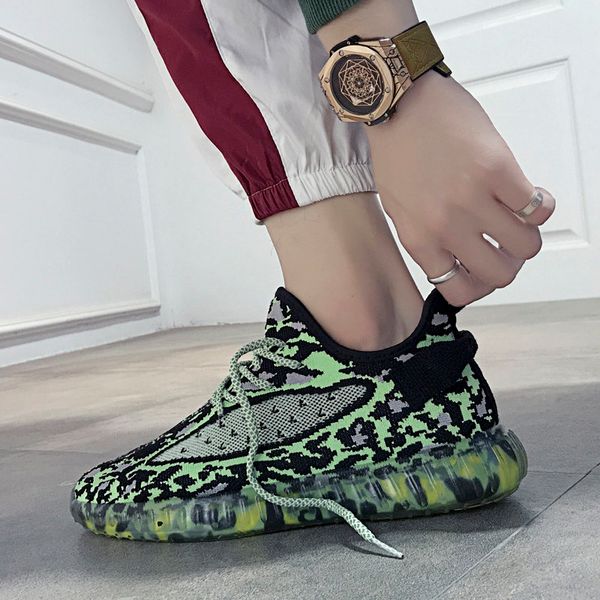 

2020 spring new men's shoes male sports shoes korean fashion casual wave of men's summer shoes breathable running, Black