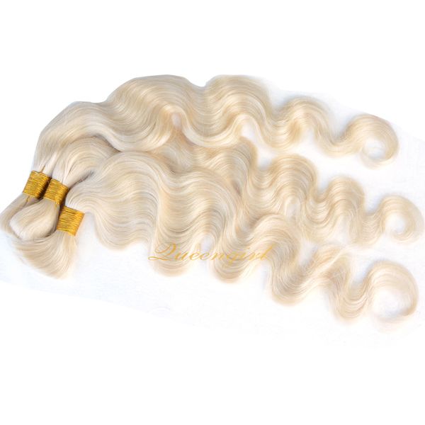 613 Blonde Braiding Human Hair Extensions Bulks Brazilian Body