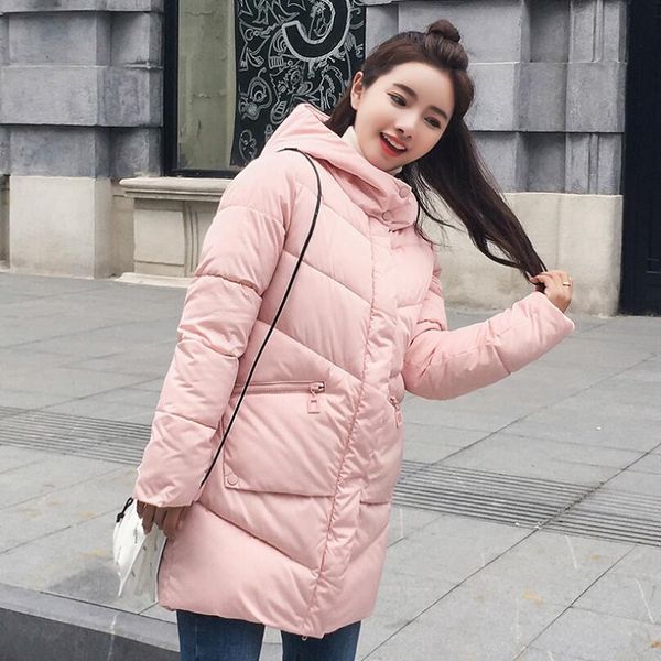 

women winter coat jacket 2018 new warm parkas female outerwear cotton coat white winter jacket chaqueta mujer, Black