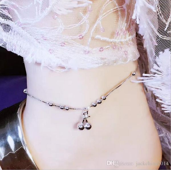 

cute fashion jewelry real 100% 925 sterling silver snmooth cherry pendant sweet women necklace for baby gift with box, Red;blue